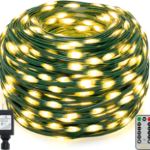 Ollny 800LED 262FT Plug in Christmas Lights - IP67 Waterproof Green Wire - Remote Control - 8 Modes and 3 Timers - Indoor Xmas Decorations (Warm White)