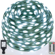 Ollny 800LED 262FT Plug in Christmas Lights - IP67 Waterproof Green Wire - Remote Control - 8 Modes and Timers - for House Indoor Xmas Decorations (Cool White)