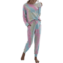 PRETTYGARDEN Tie Dye Two Piece Pajamas Set - Casual Long Sleeve Sweatshirt with Long Pants