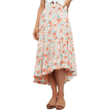 PRETTYGARDEN Women's Floral Print Midi Skirt - Boho Elastic High Waist Long Skirt for Women