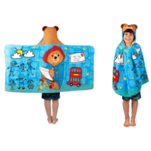 Paddington Bear Hooded Towel Wrap - Soft Cotton Terry - 24 in x 50 in