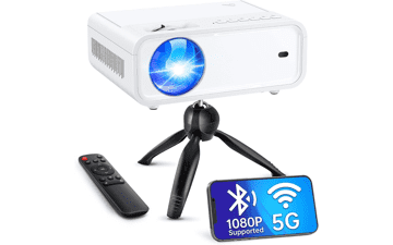 Portable Mini Projector with 5G WiFi and Bluetooth, ACROJOY Native 1080P Movie Projector with Tripod & 240" Display