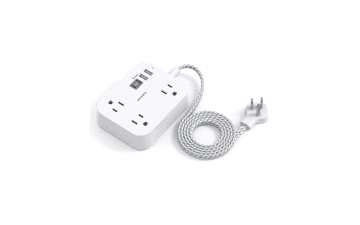 Power Strip with USB, 5 Ft Extension Cord, 3 Outlets 4 USB Ports, Wall Mount Desk Charging Station