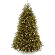 Pre-Lit Artificial Full Christmas Tree - Green Dunhill Fir with White Lights - 6 Feet