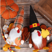 RECHIATO 11" Turkey Gnomes Thanksgiving Decorations 2 Packs Fall Plush Farmhouse Table Centerpieces