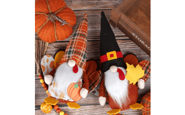 RECHIATO 11" Turkey Gnomes Thanksgiving Decorations 2 Packs Fall Plush Farmhouse Table Centerpieces