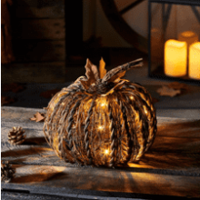 Rattan Pumpkin Battery Operated LED Fall Thanksgiving Lighted Decoration