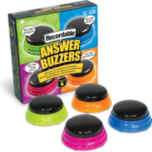 Recordable Answer Buzzers - Set of 4, Ages 3+ | Pre-K Personalized Sound Buttons, Game Show Buzzers