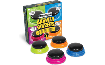 Recordable Answer Buzzers - Set of 4, Ages 3+ | Pre-K Personalized Sound Buttons, Game Show Buzzers