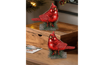 Red Cardinal Bird Figurines, Set of 2, 6.3'' Resin Realistic Statue, Christmas Decorations Holiday Home Decor Gifts