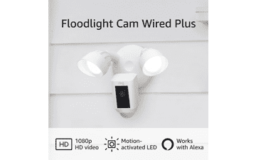 Ring Floodlight Cam Wired Plus - Motion-Activated 1080p HD Video, White