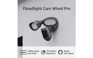 Ring Floodlight Cam Wired Pro - Bird's Eye View, 3D Motion Detection - Graphite