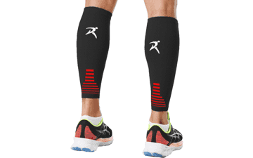 Rymora Leg Compression Sleeve - Calf Support for Men and Women - Pain Relief - Footless Socks for Fitness, Running, and Shin Splints - Black, Medium (One Pair)