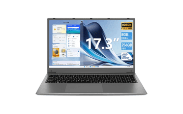 SGIN 17" Laptop 8GB RAM 256GB SSD, Full HD Display, Intel Celeron Quad Core J4105, Mini HDMI, Webcam, Wi-Fi, Expandable Storage 512GB (Gray)