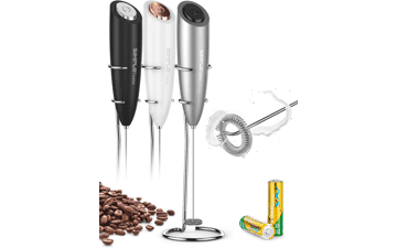 SIMPLETaste Milk Frother Handheld Electric Foam Maker with Stainless Steel Whisk and Stand