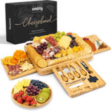 SMIRLY Charcuterie Boards Gift Set: Large Bamboo Cheese Board - Unique Christmas Gifts for Women - House Warming & Wedding Gifts