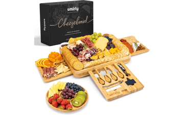 SMIRLY Charcuterie Boards Gift Set: Large Bamboo Cheese Board - Unique Christmas Gifts for Women - House Warming & Wedding Gifts