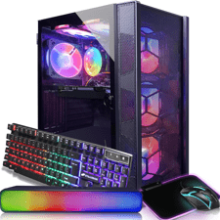 STGAubron Gaming Desktop PC - Intel Core i7, 16GB RAM, 512GB SSD, GeForce GTX 1660 Super, WiFi, BT 5.0, RGB Fan x 6, RGB Keyboard & Mouse & Mouse Pad, RGB BT Sound Bar - Windows 10