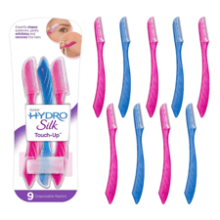 Schick Hydro Silk Touch-Up Exfoliating Dermaplaning Tool - Face & Eyebrow Razor with Precision Cover - 9 Count