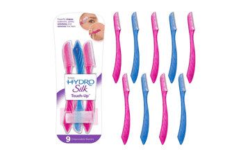 Schick Hydro Silk Touch-Up Exfoliating Dermaplaning Tool - Face & Eyebrow Razor with Precision Cover - 9 Count