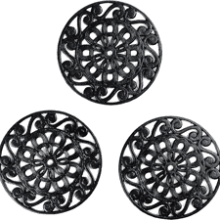 Set of 3 Decorative Cast Iron Metal Trivets - Black