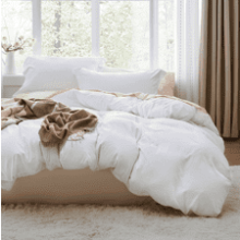 Soft Prewashed White Duvet Cover Set - Queen Size, 3 Pieces, Zipper Closure, 2 Pillow Shams