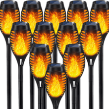 Solar Flame Torch Lights for Garden Decor, 12Pack Outdoor Solar Lights, Waterproof LED Torches for Patio Garden Art