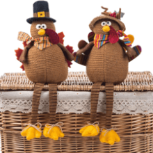 Stuffed Turkey Couple Doll Thanksgiving Tabletop Decoration - Handmade Turkey Doll Kit for Autumn Fall Home Decor