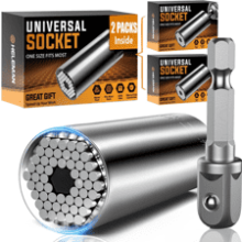 Super Universal Socket Tool - 2 PACK Christmas Stocking Stuffers Socket Set with Power Drill Adapter (7-19 MM)