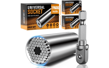 Super Universal Socket Tool - 2 PACK Christmas Stocking Stuffers Socket Set with Power Drill Adapter (7-19 MM)