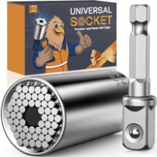 Super Universal Socket - Tool Stocking Stuffers 7-19mm Socket Wrench Set with Power Drill Adapter