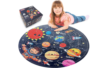 TALGIC Solar System 70 Piece Round Jigsaw Puzzle for Kids 3-10 - Popular Planets & Space Toy