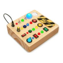 TINTECUSA Busy Board Montessori Toys for Toddlers - Wooden Sensory Board with Shape Sorter and LED Light Up - Educational Travel Activity for 1-6 Year Olds - Girls & Boys Gifts