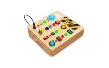 TINTECUSA Busy Board Montessori Toys for Toddlers - Wooden Sensory Board with Shape Sorter and LED Light Up - Educational Travel Activity for 1-6 Year Olds - Girls & Boys Gifts