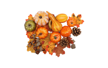 Thanksgiving Artificial Pumpkins Fall Decorations for Home - 50Pcs Decor, 30 Leaves, 10 Acorns, 2 Pinecones, 8 Fake Pumpkins - Harvest Farmhouse Table Tiered Tray Set