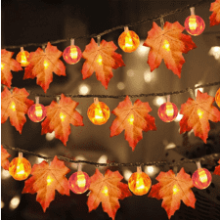 Thanksgiving Garland with Pumpkin Lights & Maple Fall String Lights - 3 Pack, 30Ft 60LED, Waterproof Battery Operated, Halloween Pumpkins Lights, Fall Decorations for Home Indoor Outdoor