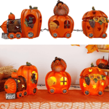 Thanksgiving Lighted Pumpkin Train Decorations - Table Decor, Party Favors, Centerpieces