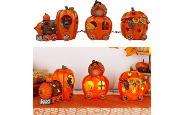 Thanksgiving Lighted Pumpkin Train Decorations - Table Decor, Party Favors, Centerpieces