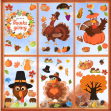 Thanksgiving Window Clings - 209 Pieces | Holiday and Fall Decorations | Window Stickers for Glass Windows