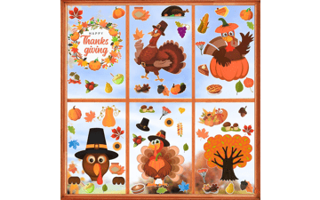 Thanksgiving Window Clings - 209 Pieces | Holiday and Fall Decorations | Window Stickers for Glass Windows