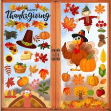 Thanksgiving Window Clings for Glass Window - Double Sided Fall Turkey Stickers