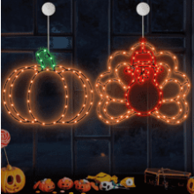 Thanksgiving Window Lights Decorations - Pumpkin Turkey Window Lights - Battery Operated - Indoor Window Hanging Lights