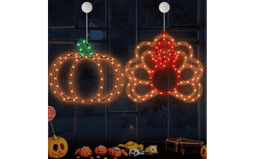 Thanksgiving Window Lights Decorations - Pumpkin Turkey Window Lights - Battery Operated - Indoor Window Hanging Lights