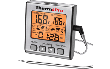 ThermoPro TP16S Digital LCD Meat Thermometer for Cooking and Grilling with Backlight and Kitchen Timer