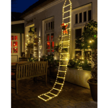 Toodour LED Christmas Lights - 10ft Decorative Ladder Lights with Santa Claus, Indoor Outdoor Xmas Decor (Warm White)