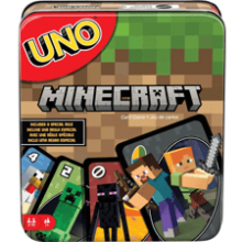 UNO Card Game for Kids and Family Night - Minecraft Video Game Theme - Travel Games - Storage Tin Box