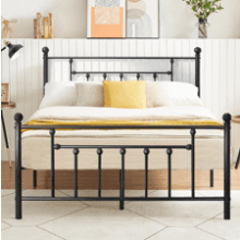 VECELO Full Size Metal Platform Bed Frame with Headboard and Footboard, Heavy Duty Slat Support, Victorian Style