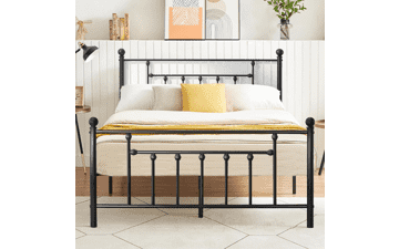 VECELO Full Size Metal Platform Bed Frame with Headboard and Footboard, Heavy Duty Slat Support, Victorian Style