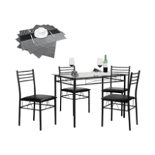 VECELO Kitchen Dining Table and Chairs Set with 4 Placemats, 5-Piece Dinette Set - Space Saving, Matte Black