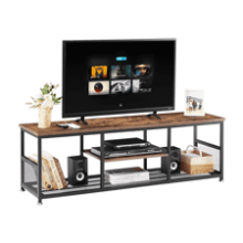 VECELO TV Stand 55 Inches Entertainment Center Media Console Open Storage, Industrial Coffee Table Metal Frame Living Room Bedroom, 47 Inch Rustic Brown+black